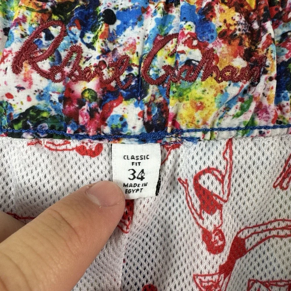 Robert Graham Multicolor Martini Drinks AOP Mens Swimtrunk Size 34